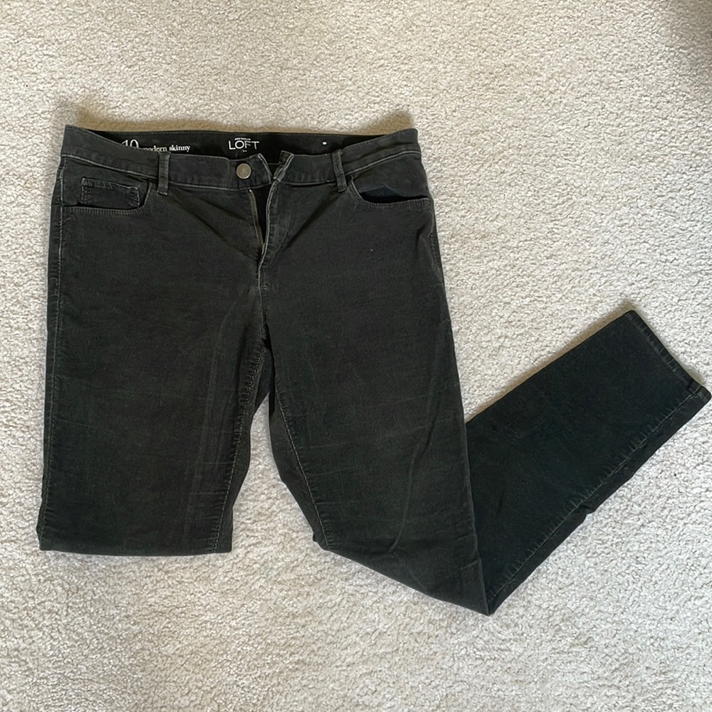 Ann Taylor LOFT Womens Corduroy Pants Size 10 Green/Brown